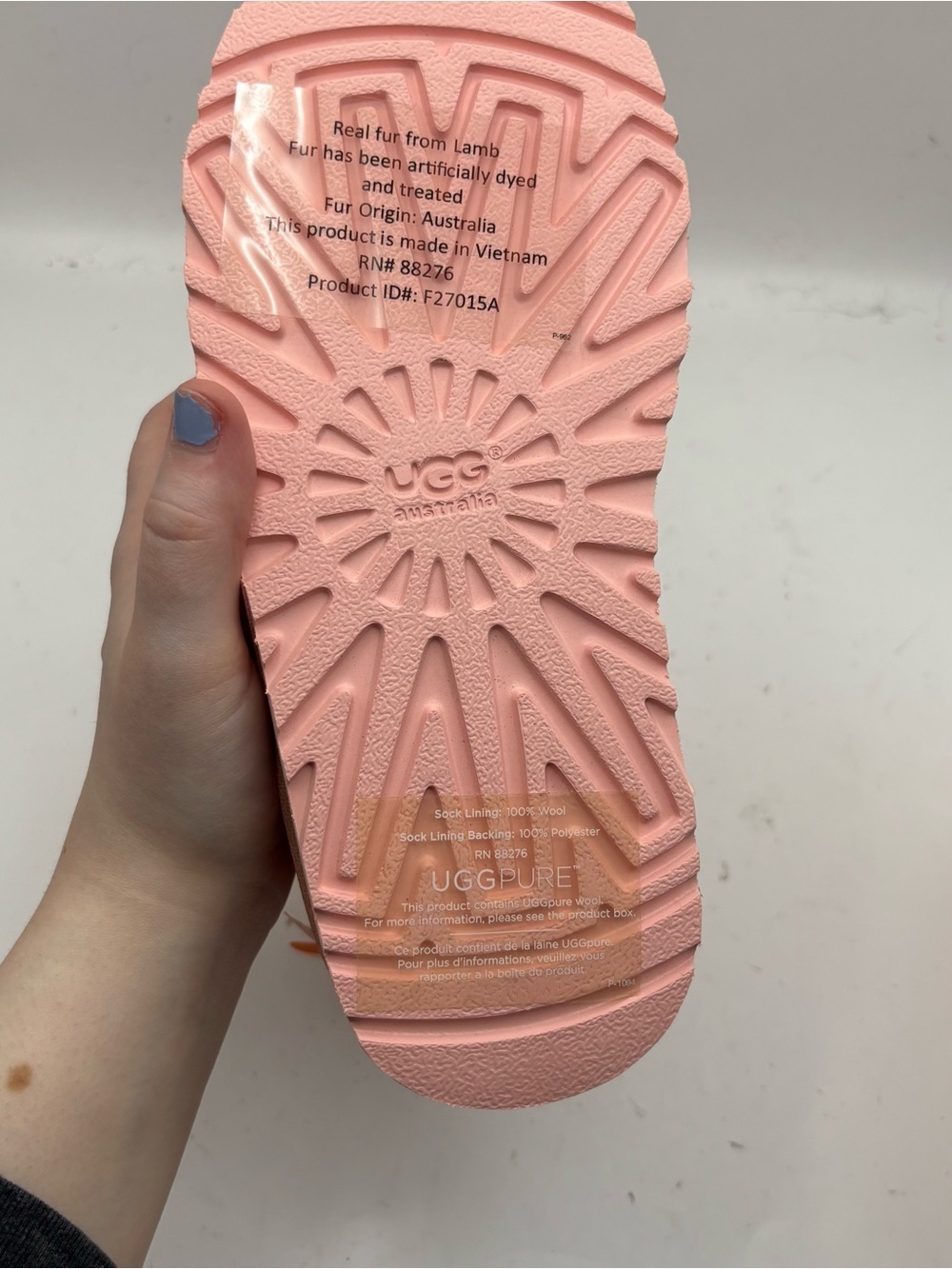 NWOT UGG K Mini Bailey Bow Starfish Pink and White Boots Size 2 With Box - Picture 7 of 9